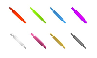 Colorful Rolling pin icon isolated on white background. Minimalism concept. 3D render illustration
