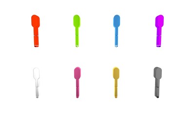 Colorful Spoon icon isolated on white background. Cooking utensil. Cutlery sign. Minimalism concept. 3D render illustration