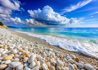 Stone stairs leading to colorful seascape, Puglia, Italy. Ai Generated