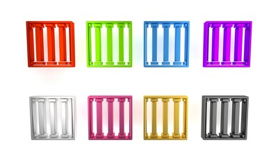 Colorful Prison window icon isolated on white background. Minimalism concept. 3D render illustration