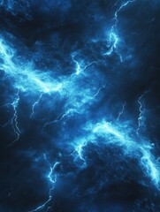 A blue sky with a stormy sky and lightning bolts