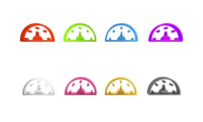 Colorful Speedometer icon isolated on white background. Minimalism concept. 3D render illustration