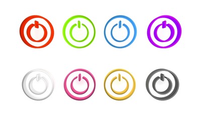 Obraz premium Colorful Power button icon isolated on white background. Start sign. Minimalism concept. 3D render illustration