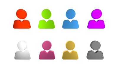 Colorful Add to friend icon isolated on white background. Minimalism concept. 3D render illustration