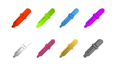 Colorful Pipette icon isolated on white background. Element of medical, chemistry lab equipment. Medicine symbol. Minimalism concept. 3D render illustration