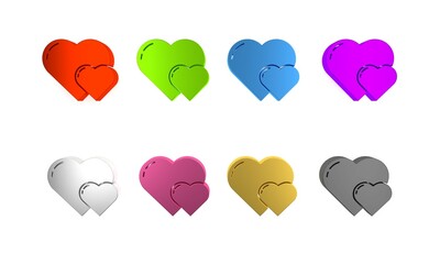 Colorful Heart icon isolated on white background. Romantic symbol linked, join, passion and wedding. Valentine day symbol. Minimalism concept. 3D render illustration