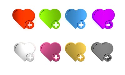 Colorful Heart icon isolated on white background. Romantic symbol linked, join, passion and wedding. Valentine day symbol. Minimalism concept. 3D render illustration