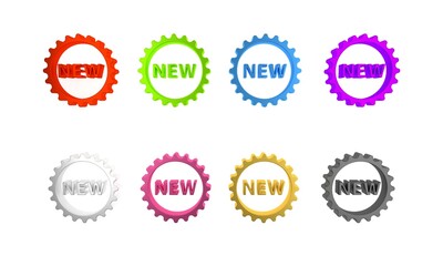 Colorful Price tag with an inscription New icon isolated on white background. Badge for price. Promo tag discount. Minimalism concept. 3D render illustration