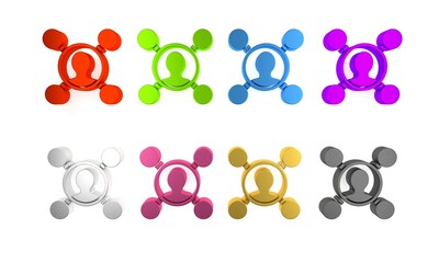 Colorful Share icon isolated on white background. Sharing, communication pictogram, social media, connection, network, distribute. Minimalism concept. 3D render illustration