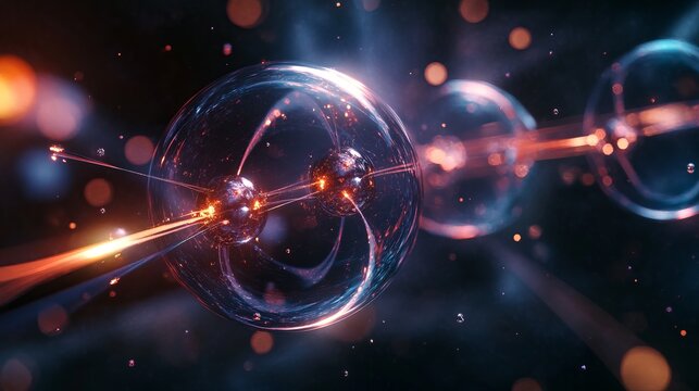 Physics quantum and quantum entanglement, 3d rendering. 3D illustration