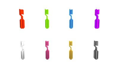 Colorful Toothbrush icon isolated on white background. Minimalism concept. 3D render illustration