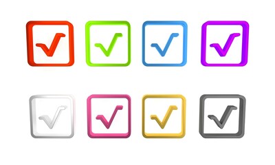 Colorful Square root icon isolated on white background. Minimalism concept. 3D render illustration