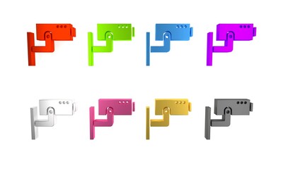 Colorful Security camera icon isolated on white background. Minimalism concept. 3D render illustration