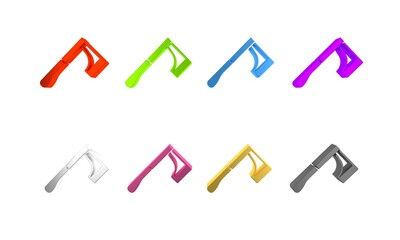 Colorful Wooden axe icon isolated on white background. Lumberjack axe. Minimalism concept. 3D render illustration