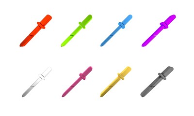 Colorful Pipette icon isolated on white background. Element of medical, chemistry lab equipment. Medicine symbol. Minimalism concept. 3D render illustration