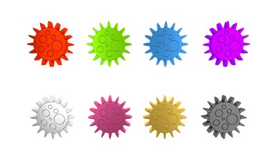 Colorful Virus icon isolated on white background. Corona virus 2019-nCoV. Bacteria and germs, cell cancer, microbe, fungi. Minimalism concept. 3D render illustration