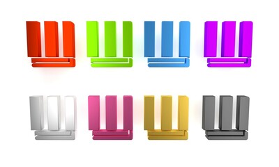 Colorful Towel stack icon isolated on white background. Minimalism concept. 3D render illustration