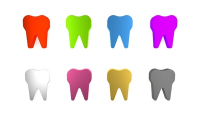 Colorful Tooth icon isolated on white background. Tooth symbol for dentistry clinic or dentist medical center and toothpaste package. Minimalism concept. 3D render illustration