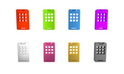 Colorful Smartphone, mobile phone icon isolated on white background. Minimalism concept. 3D render illustration
