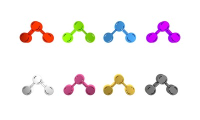 Colorful Molecule icon isolated on white background. Structure of molecules in chemistry, science teachers innovative educational poster. Minimalism concept. 3D render illustration