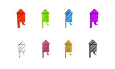 Colorful Firework rocket icon isolated on white background. Concept of fun party. Explosive pyrotechnic symbol. Minimalism concept. 3D render illustration