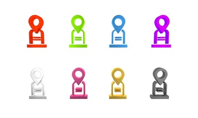 Colorful Location grave icon isolated on white background. Minimalism concept. 3D render illustration