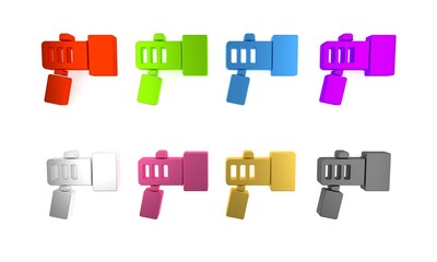 Colorful Flashlight for diver icon isolated on white background. Diving underwater equipment. Minimalism concept. 3D render illustration