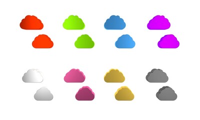 Colorful Cloud icon isolated on white background. Minimalism concept. 3D render illustration
