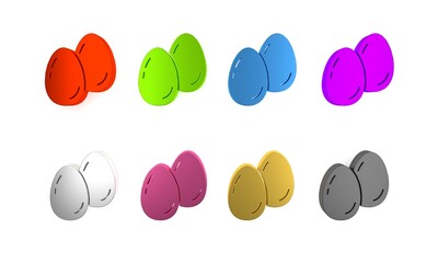 Colorful Easter eggs icon isolated on white background. Happy Easter. Minimalism concept. 3D render illustration