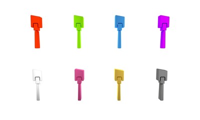 Colorful Spatula icon isolated on white background. Kitchen spatula icon. BBQ spatula sign. Barbecue and grill tool. Minimalism concept. 3D render illustration