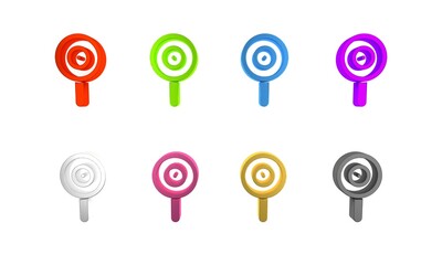 Colorful Lollipop icon isolated on white background. Candy sign. Food, delicious symbol. Minimalism concept. 3D render illustration