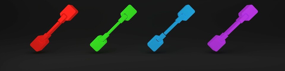 Colorful Paddle icon isolated on black background. Paddle boat oars. Minimalism concept. 3D render illustration