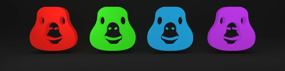 Colorful Goose bird icon isolated on black background. Animal symbol. Minimalism concept. 3D render illustration