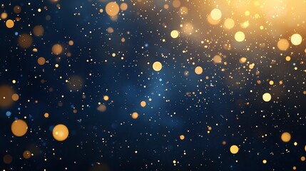 abstract background with Dark blue and gold particle. Christmas Golden light shine particles bokeh on navy blue background. Gold foil texture. Holiday concept.