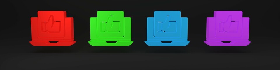 Colorful Hand like icon isolated on black background. Minimalism concept. 3D render illustration