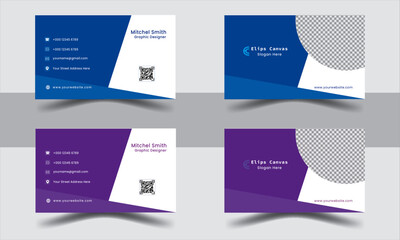 Double-sided creative business card template. Portrait and landscape orientation. Horizontal and vertical layout. Vector illustration