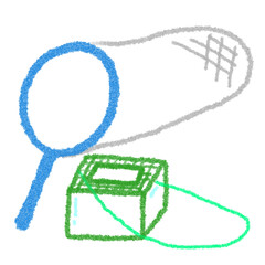 夏のイラスト(虫網,虫かご)