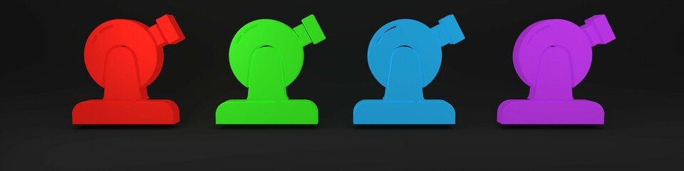 Colorful Astronomical observatory icon isolated on black background. Observatory with a telescope. Scientific institution. Minimalism concept. 3D render illustration