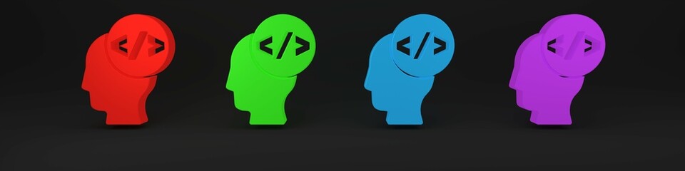 Colorful Web design and front end development icon isolated on black background. Minimalism concept. 3D render illustration