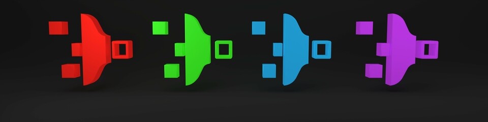 Fototapeta premium Colorful Filter setting icon isolated on black background. Minimalism concept. 3D render illustration