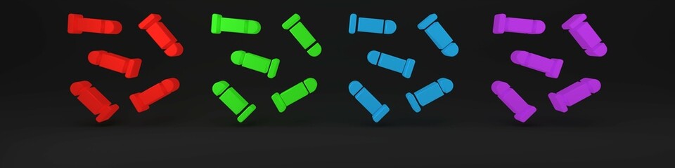 Colorful Bullet icon isolated on black background. Minimalism concept. 3D render illustration