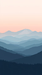 Obraz premium A Serene Panorama: Misty Mountains at Dawn, Bathed in Soft, Pastel Hues