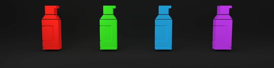 Colorful Spray can for hairspray, deodorant, antiperspirant icon isolated on black background. Minimalism concept. 3D render illustration