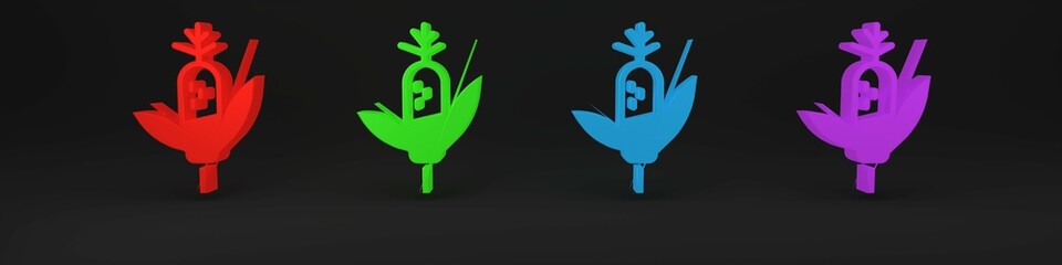 Colorful Corn icon isolated on black background. Minimalism concept. 3D render illustration