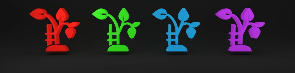 Colorful Strawberry bush with berries icon isolated on black background. Minimalism concept. 3D render illustration