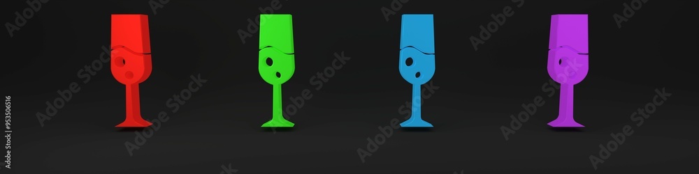 Canvas Prints colorful glass of champagne icon isolated on black background. merry christmas and happy new year. m