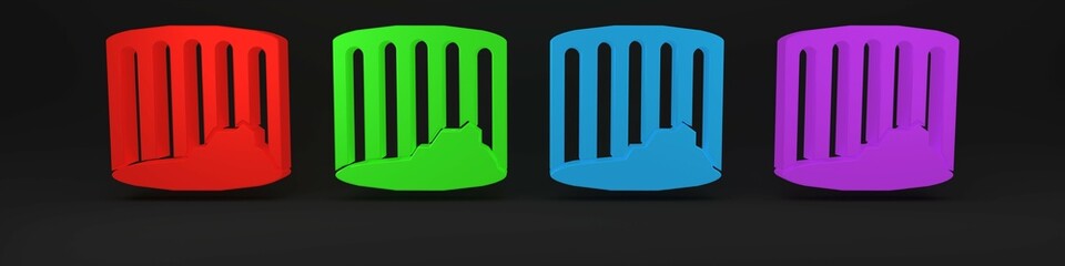 Colorful Ancient column icon isolated on black background. Minimalism concept. 3D render illustration