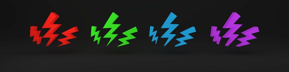 Colorful Zeus icon isolated on black background. Greek god. God of Lightning. Minimalism concept. 3D render illustration