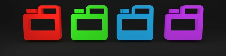 Colorful Paint, gouache, jar, dye icon isolated on black background. Minimalism concept. 3D render illustration