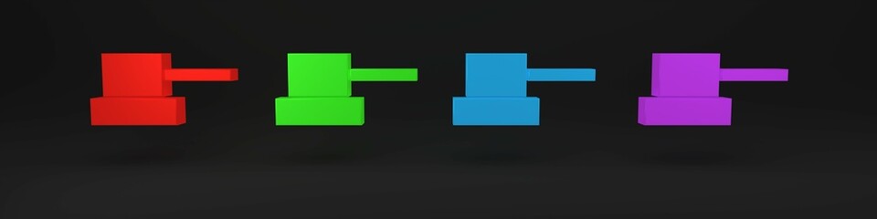 Colorful Spray can nozzle cap icon isolated on black background. Minimalism concept. 3D render illustration